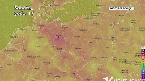 Prognozowana temperatura w ciągu kolejnych dni (Ventusky)