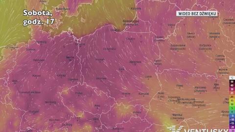 Prognozowana temperatura w ciągu kolejnych dni (Ventusky)