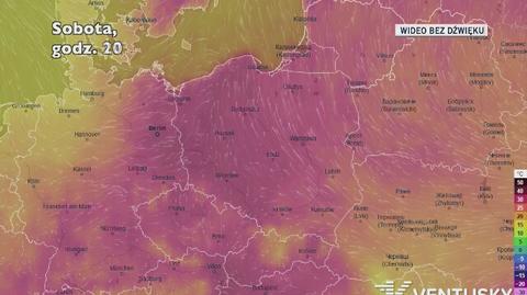 Prognozowana temperatura w ciągu kolejnych dni (Ventusky)