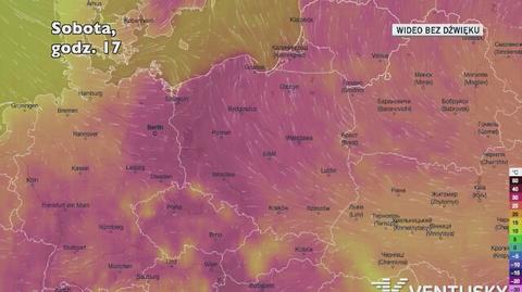 Prognozowana temperatura w ciągu kolejnych dni (Ventusky)