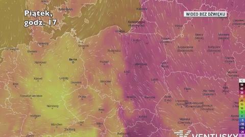 Prognozowana temperatura w ciągu kolejnych dni (Ventusky)