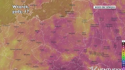 Prognozowana temperatura w ciągu kolejnych dni (Ventusky)