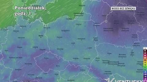 Prognozowana temperatura w kolejnych dniach (Ventusky)