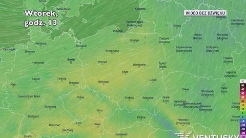 Prognozowana temperatura w kolejnych dniach (Ventusky.com)