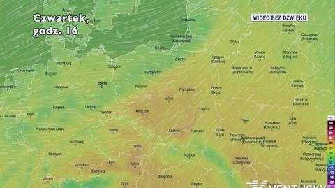 Prognozowana temperatura w kolejnych dniach (Ventusky.com)