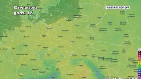 Prognozowana temperatura w kolejnych dniach (Ventusky.com)