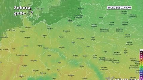 Prognozowana temperatura w kolejnych dniach (Ventusky.com)