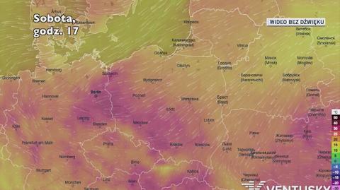 Prognozowana temperatura w kolejnych dniach (Ventusky.com)