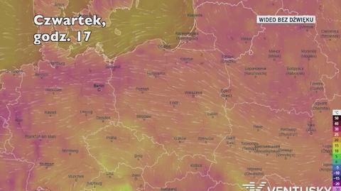 Prognozowana temperatura w kolejnych dniach (Ventusky.com)