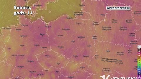 Prognozowana temperatura w kolejnych dniach (Ventusky.com)