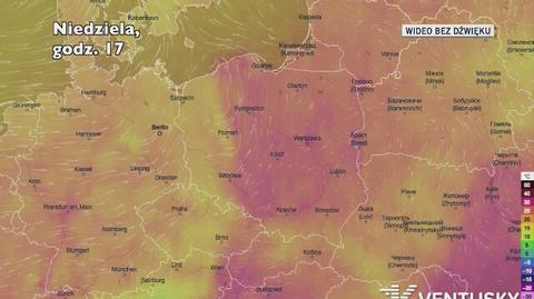 Prognozowana temperatura w kolejnych dniach (Ventusky.com)