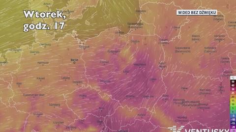 Prognozowana temperatura w kolejnych dniach (Ventusky.com)