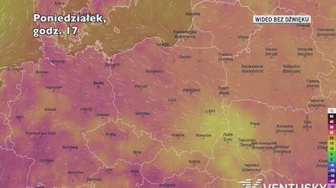 Prognozowana temperatura w kolejnych dniach (Ventusky.com)