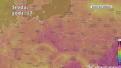 Prognozowana temperatura w kolejnych dniach (Ventusky.com)