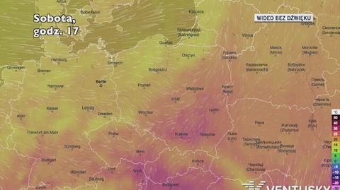 Prognozowana temperatura w kolejnych dniach (Ventusky.com)