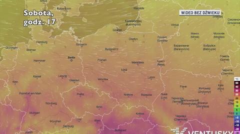 Prognozowana temperatura w kolejnych dniach (Ventusky.com)