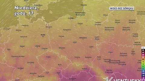 Prognozowana temperatura w kolejnych dniach (Ventusky.com)