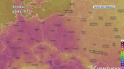 Prognozowana temperatura w kolejnych dniach (Ventusky.com)