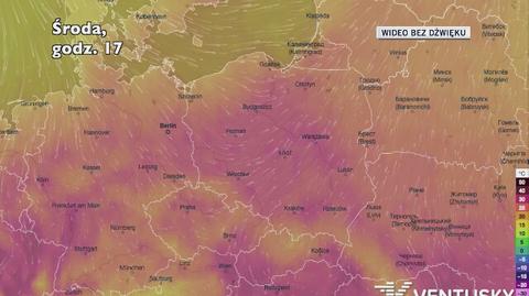 Prognozowana temperatura w kolejnych dniach (Ventusky.com)