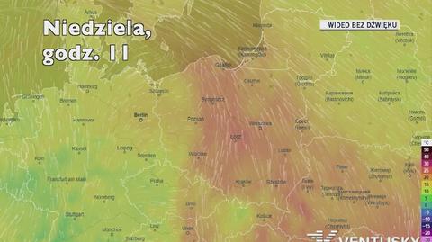 Prognozowana temperatura w kolejnych dniach (Ventusky.com)