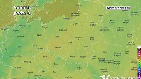 Prognozowana temperatura w kolejnych dniach (Ventusky.com)