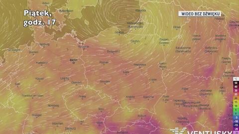 Prognozowana temperatura w kolejnych dniach (Ventusky.com)