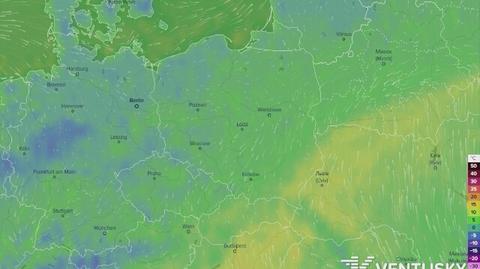 Prognozowana temperatura w najbliższych dniach (Ventusky.com)