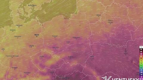 Prognozowana temperatura w najbliższych dniach (Ventusky.com)