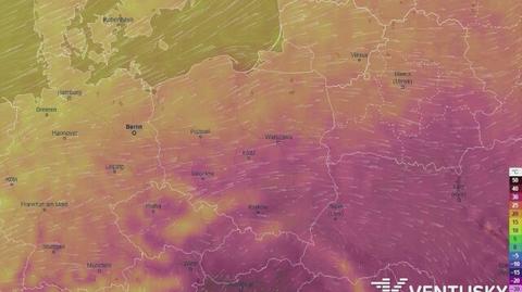 Prognozowana temperatura w najbliższych dniach (Ventusky.com)