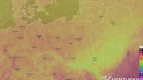 Prognozowana temperatura w najbliższych dniach (Ventusky.com)