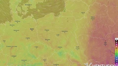 Prognozowana temperatura w najbliższych dniach (Ventusky.com)