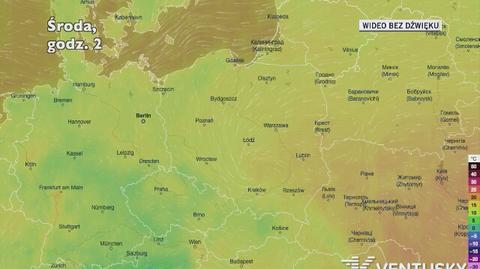 Prognozowana temperatura w najbliższych dniach (Ventusky.com)