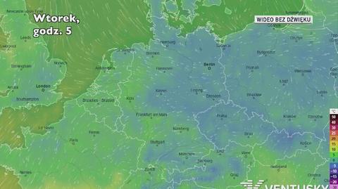 Prognozowana temperatura w Niemczech w ciągu dwóch kolejnych dni (Ventusky)