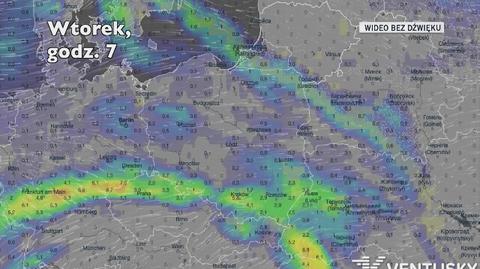 Prognozowane opady deszczu w ciągu pięciu dni (Ventusky.com)