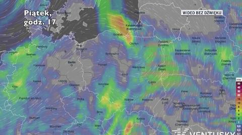 Prognozowane opady deszczu w kolejnych dniach (Ventusky.com)