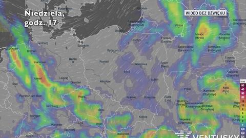 Prognozowane opady deszczu w kolejnych dniach (Ventusky.com)