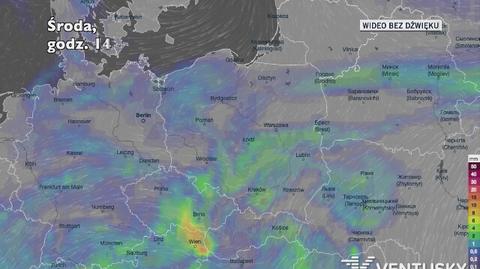 Prognozowane opady na kolejne dni (Ventusky.com)