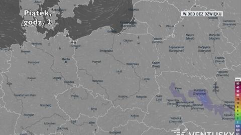 Prognozowane opady pod koniec tygodnia (Ventusky.com)