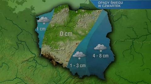 Prognozowane opady śniegu (TVN Meteo)