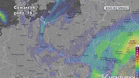 Prognozowane opady w ciągu kolejnych dni (Ventusky)