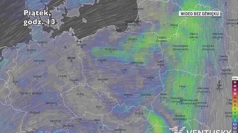 Prognozowane opady w ciągu kolejnych dni (Ventusky)