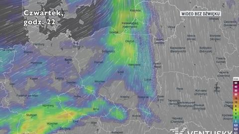 Prognozowane opady w ciągu kolejnych dni (Ventusky)