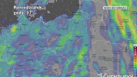 Prognozowane opady w ciągu kolejnych dni (Ventusky)