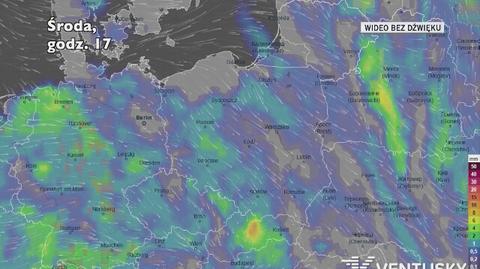 Prognozowane opady w ciągu kolejnych dni (Ventusky)