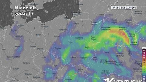 Prognozowane opady w ciągu kolejnych dni (Ventusky)