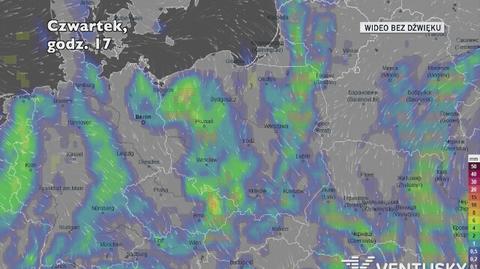 Prognozowane opady w ciągu kolejnych dni (Ventusky)