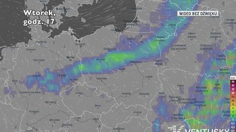 Prognozowane opady w ciągu kolejnych dni (Ventusky)