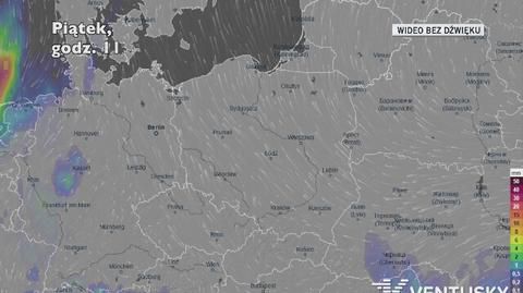 Prognozowane opady w ciągu kolejnych dni (Ventusky)