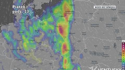 Prognozowane opady w ciągu kolejnych dni (Ventusky)