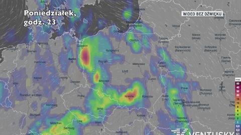 Prognozowane opady w ciągu kolejnych dni (Ventusky)